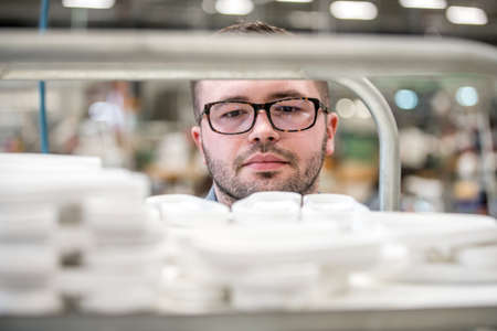 manager at a leather shoe manufacturing factory. inventoryの写真素材