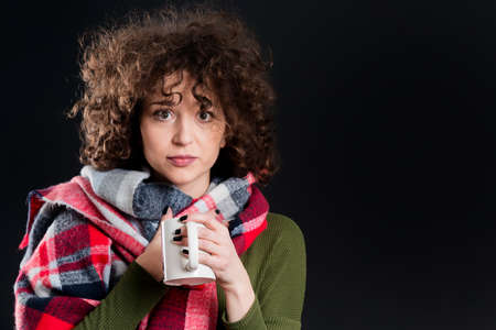 Flu season concept. On black backgroundの写真素材