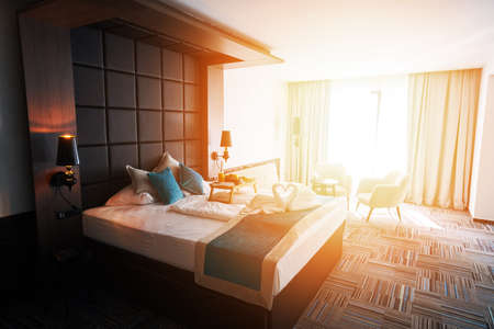 Arriving at a hotel room, conceptの写真素材