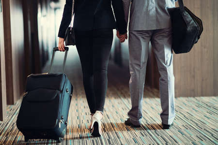 Couple at a hotel lobby hall, hotel