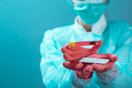 Coronavirus 2019-nCoV Blood Sample. Corona virus outbreaking. Epidemic virus Respiratory Syndrome. ,...