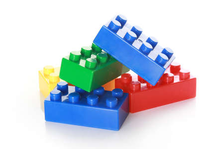 Colorful building blocks on white background