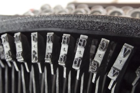 Types of an old typewriterの写真素材