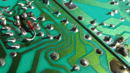 Old integrated circuit board with resistor