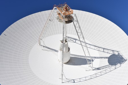 Huge antenna and radio telescope that allow send and receive data from deep spaceの写真素材