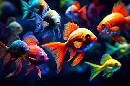 Beautiful aquarium fish in the water. Underwater world. 3d renderingの素材