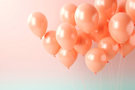 Balloons of peach fuzz color on light backgroundの素材
