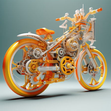 An old motorcycle engine on a gray backgroundの素材