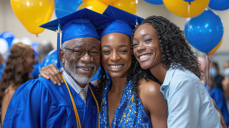 Front view of a diverse group of african american college students smiling at the cameraの素材