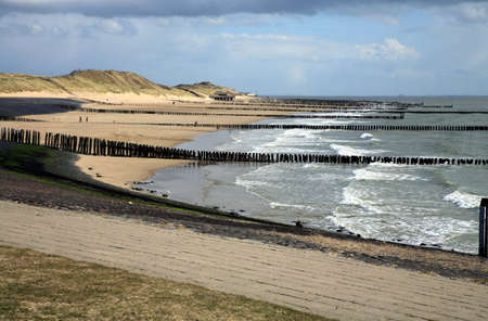 Windy day at the Sea North - beach in Netherlandsの写真素材