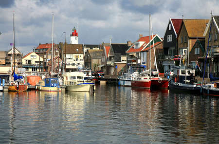 Boats in port - Urk, the Netherlands. Picturesque, small town in Flevoland.の写真素材
