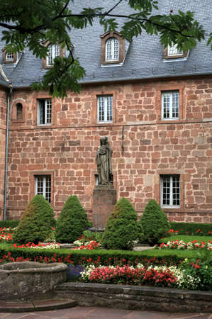 Sainte-Odile Abbey above the Alsace Valley. Mont in Alsace, Vosges Mountain, France. Courtyard.の写真素材