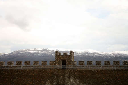 View on range of Balkans Mountains from King Samuel's fortress, Ohrid, Macedoniaの写真素材