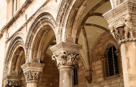 Detail of arch. Rector Palace in Old Town, Dubrovnik, Croatia.の写真素材