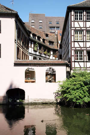 View on picturesque Petite France above canal, Old Town in Strasbourg France, Alsace. の写真素材