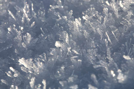 A frosty day after blizzard. Crystal snow, sharp