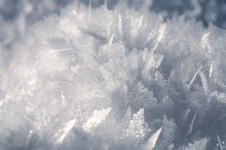 Natural snow crystals. Very frosty weather in the mountains. Macro photographyの写真素材