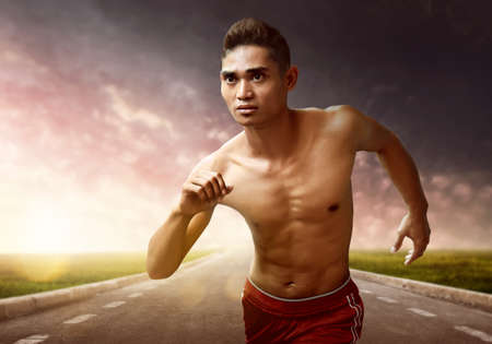 Man running on road