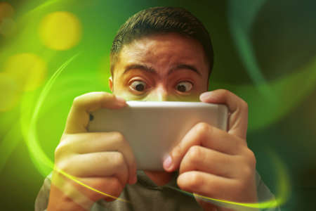 Man playing mobile game