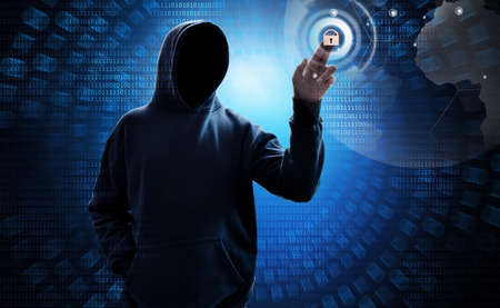 Hooded computer hacker