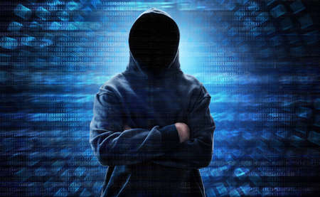 Hooded computer hacker