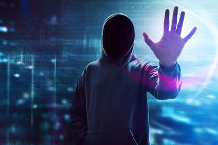 Hooded computer hacker