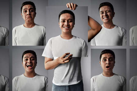 Man with different emotionsの写真素材