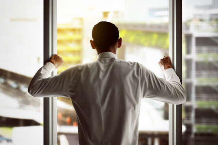 Businessman looking outの写真素材