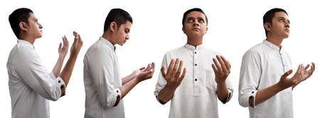 Set of muslim man praying
