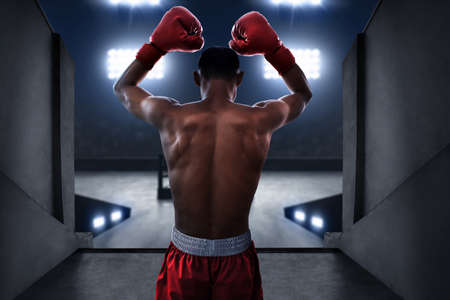 Boxer on boxing arena entrance