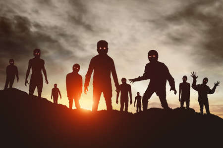 Group of zombies silhouette
