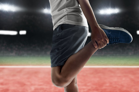 Man stretching leg