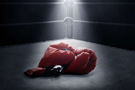 Red boxing glovesの写真素材