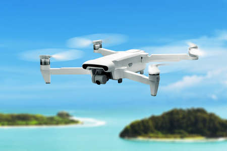 Drone quadcopter with digital camera flying