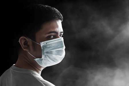 Man wearing medical face maskの写真素材