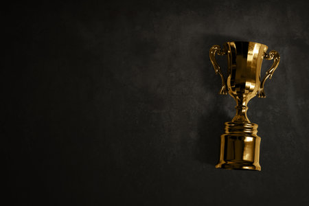 Champion golden trophy cup backgroundの写真素材