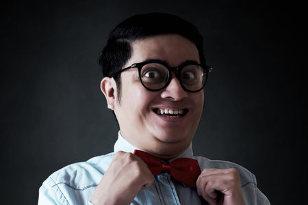 Portrait of nerd with glasses