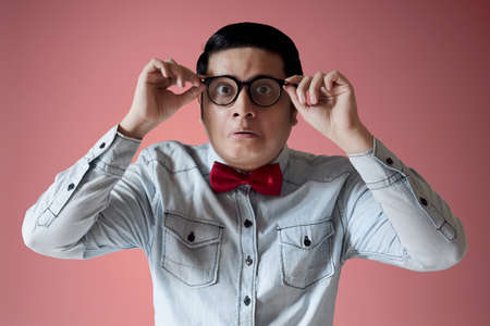 Portrait of nerd with glasses