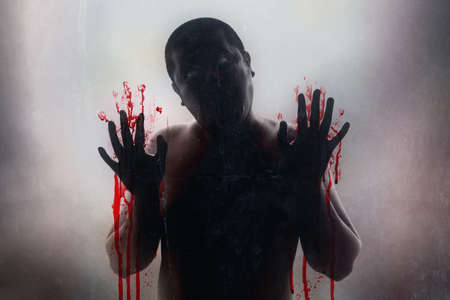 Scary zombie man, halloween themeの写真素材