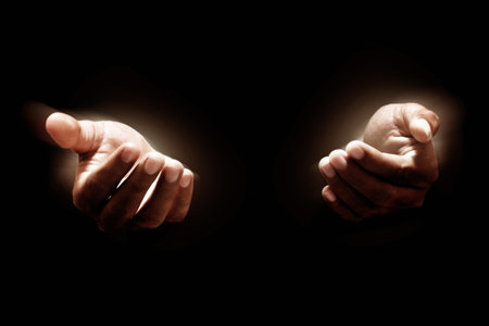 Muslim man praying on dark background