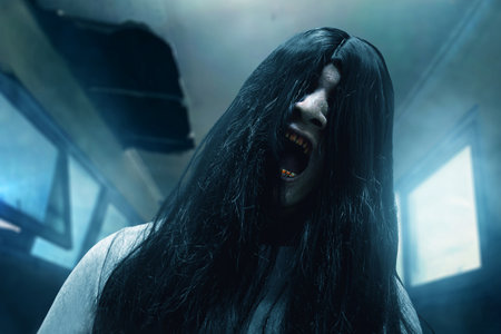Scary ghost woman, halloween theme