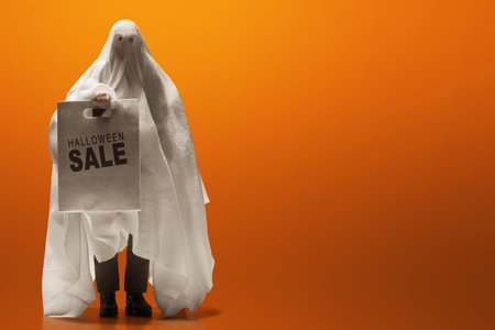 White ghost on dark backgroundの写真素材