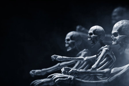 Human skeleton on dark backgroundの写真素材