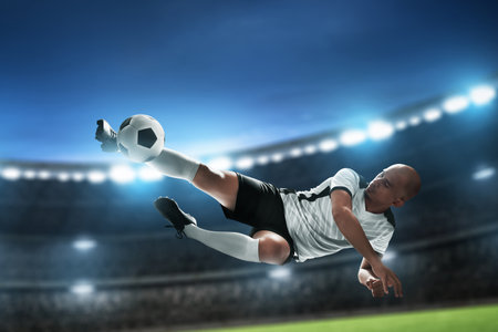 Soccer player in the stadiumの写真素材