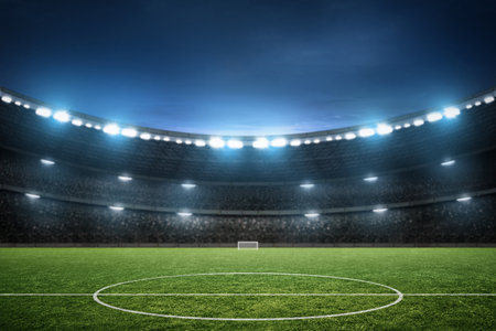 Soccer stadium field, soccer backgroundの写真素材