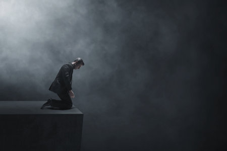 Business man climbing stairs 3d illustration