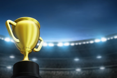 Champion golden trophy 3d illustrationの写真素材