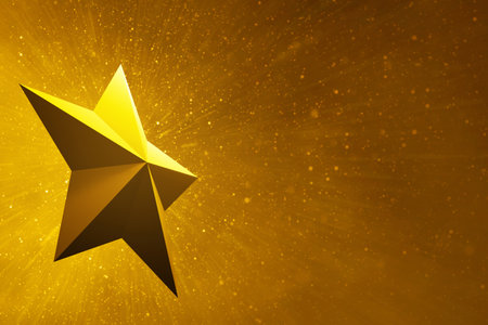 Golden star concept 3d illustrationの写真素材