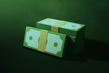 Money 3d illustration on dark background