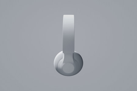 Headphones 3d illustration on white backgroundの写真素材